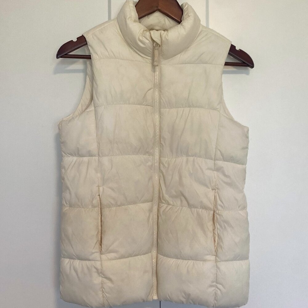 Cream Puffer Vest Lightweight Spring Fall Jacket Girl's Size XL (Girl's Size 14)